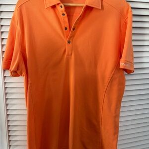 Men's Bright Orange Performance Polo with Contrast Snap Placket
